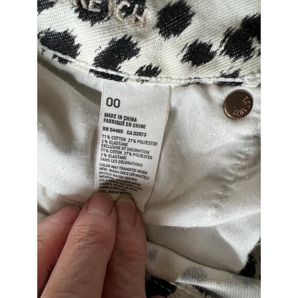 American Eagle womens size 24 shorts white/black cheetah print low-rise raw hem - Picture 6 of 8